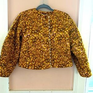 N.W.T. Kika Vargas x Target Yellow Mum Floral Quilted Scalloped Jacket. XXS